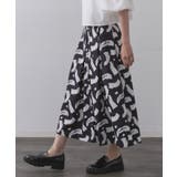 ブラック(119) | ブラッシュ柄タックフレアスカート【洗濯機洗い可】 | OPAQUE.CLIP