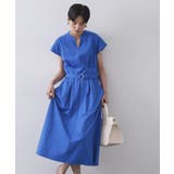 ブルー(093) | ベルト付きスキッパーワンピース【洗濯機洗い可】 | OPAQUE.CLIP