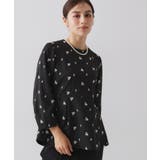 ブラック(119) | フラワー刺繍ペプラムブラウス【洗濯機OK】 | OPAQUE.CLIP
