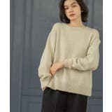 ライトベージュ(051) | リラクシークルーネックニット【洗濯機OK】 | OPAQUE.CLIP