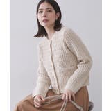 オフホワイト(003) | モヘヤタッチケーブル金ボタンカーディガン【洗濯機OK】 | OPAQUE.CLIP