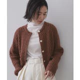 ブラウン(043) | モヘヤタッチケーブル金ボタンカーディガン【洗濯機OK】 | OPAQUE.CLIP