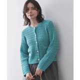 ブルーグリーン(897) | モヘヤタッチケーブル金ボタンカーディガン【洗濯機OK】 | OPAQUE.CLIP