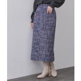 ネイビー(494) | ファンシーツイードナロースカート【洗濯機OK】 | OPAQUE.CLIP