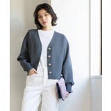 ゴールドビックボタンVネックニットカーディガン【洗濯機OK】 | OPAQUE.CLIP | 詳細画像9 