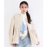 ライトベージュ(051) | 撥水ノーカラーペプラムブルゾン【洗濯機OK/抗ピル】 | OPAQUE.CLIP