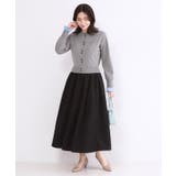 グレー(512) | ポロ襟ニットドッキングフレアワンピース【洗濯機OK】 | OPAQUE.CLIP