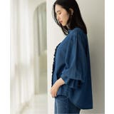 セルロース混デニムフリルブラウス【洗濯機OK】 | OPAQUE.CLIP | 詳細画像4 
