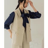 ライトベージュ(051) | 金ボタンダブルブレストテーラードジレ/セットアップ対応【洗える】《S～LL》 | OPAQUE.CLIP