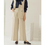 ライトベージュ(051) | 金ボタンデザインワイドパンツ/セットアップ対応【洗濯機OK】《S～LL》 | OPAQUE.CLIP