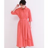 サッシュリボンベルト付きフレアシャツワンピース【洗濯機OK/防シワ加工】 | OPAQUE.CLIP | 詳細画像6 