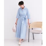 サッシュリボンベルト付きフレアシャツワンピース【洗濯機OK/防シワ加工】 | OPAQUE.CLIP | 詳細画像14 