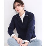 ネイビー(094) | ハーフZIP刺繍ロゴニット【洗濯機OK】 | OPAQUE.CLIP