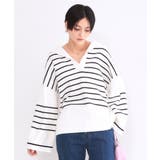 オフホワイト(303) | スキッパーセーラーカラーボーダーニット【洗濯機OK】 | OPAQUE.CLIP