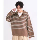 モカブラウン(342) | スキッパーセーラーカラーボーダーニット【洗濯機OK】 | OPAQUE.CLIP