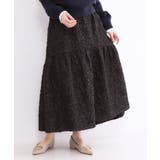 ブラック(019) | ふくれジャカードティアードスカート【洗濯機OK】 | OPAQUE.CLIP