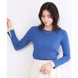 ブルー(092) | レイヤード風クルーネックリブニット【洗濯機OK】 | OPAQUE.CLIP