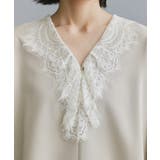 【es】ヒゲレースVネックブラウス【洗濯機OK】 | OPAQUE.CLIP | 詳細画像12