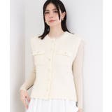 オフホワイト(003) | フラッグヤーン変形金ボタンニットベスト【洗濯機OK】 | OPAQUE.CLIP