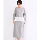 ペプラムドッキングニットワンピース【洗濯機OK】 | OPAQUE.CLIP | 詳細画像1 