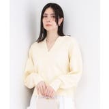 オフホワイト(003) | キーネックデザインニット【洗濯機OK】 | OPAQUE.CLIP