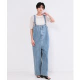 ブルー(091) | デニムサロペット【洗濯機ＯＫ】 | OPAQUE.CLIP