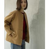 キャメルブラウン(041) | ウールライクメルトンノーカラーコート【洗濯機洗い可】 | OPAQUE.CLIP