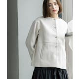 ライトベージュ(851) | ウールライクメルトンノーカラーコート【洗濯機洗い可】 | OPAQUE.CLIP