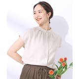ライトベージュ(051) | 【洗える/UV】無理せずキレイ 着まわししやすい 大人のバンドカラーブラウス | SHOO・LA・RUE