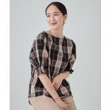 ピンクベージュ(253) | 【洗える/イージーケア】腕周りがキレイに見える 5分袖ブラウス | SHOO・LA・RUE