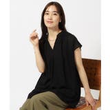 ブラック(019) | 【無理せずキレイ】レーヨン麻スキッパーブラウス | SHOO・LA・RUE