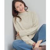 アイボリー(004) | 【S-LL】ほんのりラメで女性らしい ベロアモールモックネックニット | SHOO・LA・RUE