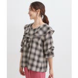 【S-LL】きれいめカジュアルに チェック柄フリルブラウス | SHOO・LA・RUE | 詳細画像2