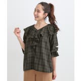 【S-LL】きれいめカジュアルに チェック柄フリルブラウス | SHOO・LA・RUE | 詳細画像5