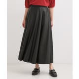 【S-LL】大人の抜け感 合皮フレアスカート | SHOO・LA・RUE | 詳細画像1 