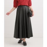 ブラック(019) | 【S-LL】大人の抜け感 合皮フレアスカート | SHOO・LA・RUE