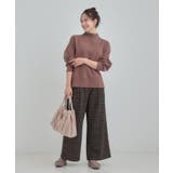 【あったか/S-LL】脚のラインをきれいに魅せる チェック柄ワイドパンツ | SHOO・LA・RUE | 詳細画像20 