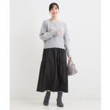 【S-LL】1枚でさまになる 異素材ドッキングワンピース | SHOO・LA・RUE | 詳細画像1 