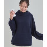 ネイビー(094) | お顔周りをスッキリ見せるオフタートルリブドルマン | SHOO・LA・RUE