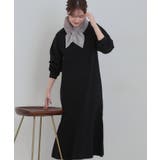 ブラック(019) | スタイルがすっきりに見える 裾マーメイドニットワンピース | SHOO・LA・RUE