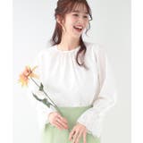 オフホワイト(003) | 【S-LL/前後2WAY/洗濯後しわになりにくい】お袖刺繍レースブラウス | SHOO・LA・RUE