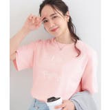 ピンク(071) | 【S-LL】大人のきれいめカジュアルに フロッキーロゴTシャツ | SHOO・LA・RUE