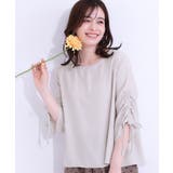 ライトベージュ(051) | 【高レビュー/セットアップ可】お袖シャーリング 麻調ブラウス | SHOO・LA・RUE