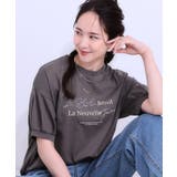チャコールグレー(014) | 【S-LL/ひんやり/UV】こなれ感あるぷっくりラメ デザインロゴTシャツ | SHOO・LA・RUE