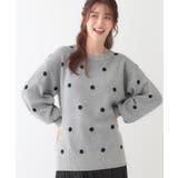 グレー(112) | 【S-LL】ドット柄が目を惹く ゆったりニット | SHOO・LA・RUE