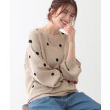 ベージュ(552) | 【S-LL】ドット柄が目を惹く ゆったりニット | SHOO・LA・RUE