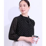 ブラック(119) | 【S-LL】首元ギャザーが大人上品な シフォンブラウス | SHOO・LA・RUE