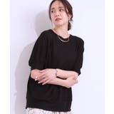 ブラック(019) | 【ひんやり/UV】ほんのりラメで大人上品 お袖リブ ドルマントップス | SHOO・LA・RUE