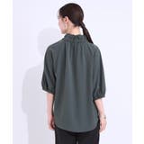 【洗える/ひんやり/S-LL】フェミニンもクールも フリルリボン5分袖ブラウス | SHOO・LA・RUE | 詳細画像2