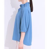 【洗える/ひんやり/S-LL】フェミニンもクールも フリルリボン5分袖ブラウス | SHOO・LA・RUE | 詳細画像14